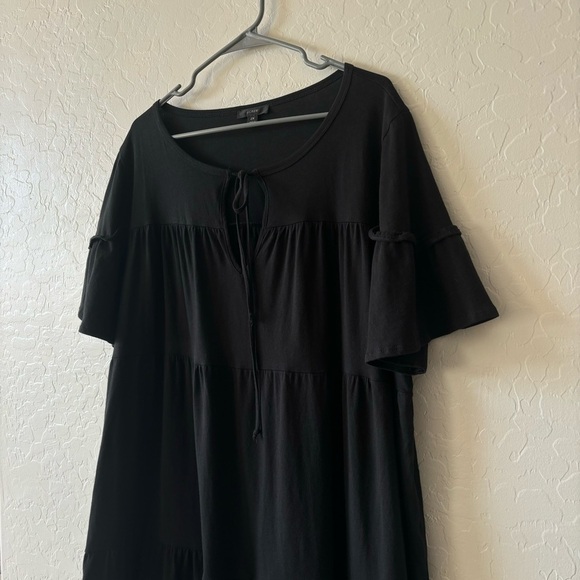 J Crew Black Broken-In Jersey Tiered Ruffle Short Sleeve Mini Dress Size 2X - Picture 8 of 10